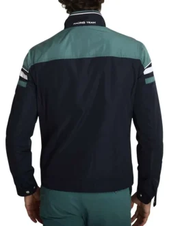 Blouson marine uni avec une coupe droite et une fermeture zippée