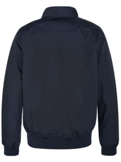 Blouson marine uni coupe régular avec un col montant et des poches latérales