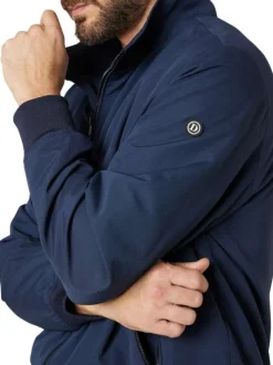 Blouson marine uni pourvu d'un col montant et d'une coupe droite