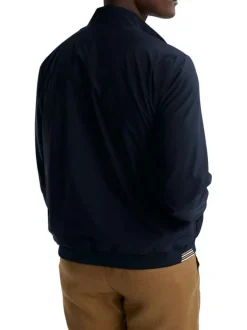 Blouson marine uni pourvu d'une coupe droite et d'un col montant