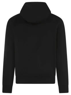 Blouson noir à coupe ajustée pourvu d'un col à capuche avec cordon de serrage