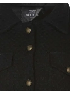 Blouson noir en point de manne avec une coupe droite et col italien