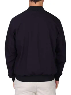 Blouson noir uni avec une coupe droite et une fermeture zippée