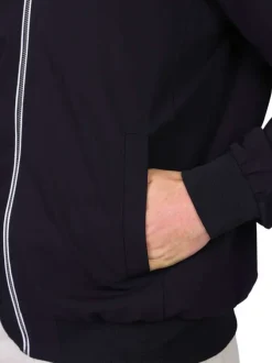Blouson noir uni avec une coupe droite et une fermeture zippée