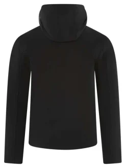 Blouson noir uni coupe ajustée col à capuche avec des cordons de serrage
