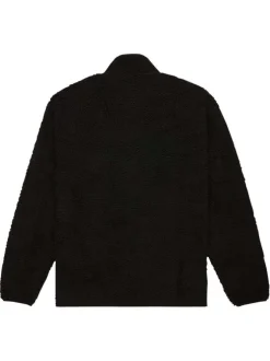 Blouson noir uni en maille effet sherpa et fermeture à glissière