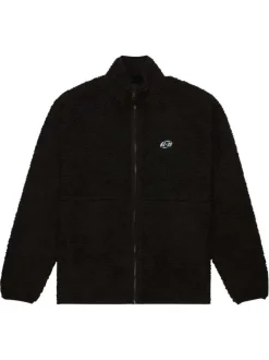 Blouson noir uni en maille effet sherpa et fermeture à glissière