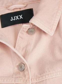 Blouson pêche en coton uni à col chemise et manches longues avec boutons argentés