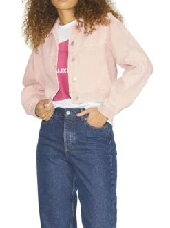 Blouson pêche en coton uni à col chemise et manches longues avec boutons argentés