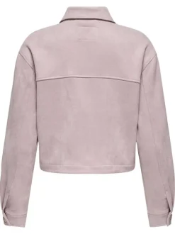 Blouson rose uni à coupe droite avec un col à revers et des boutons