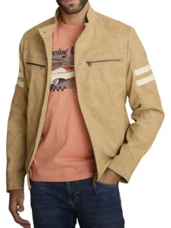 Blouson sable uni avec une coupe droite et des poches zippées