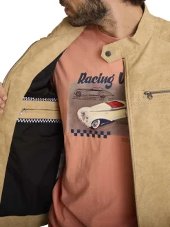 Blouson sable uni avec une coupe droite et des poches zippées