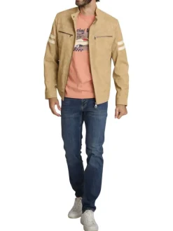 Blouson sable uni avec une coupe droite et des poches zippées
