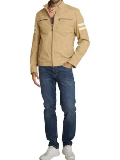 Blouson sable uni avec une coupe droite et des poches zippées