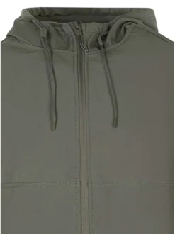 Blouson vert à coupe ajustée pourvu d'un col à capuche avec cordon de serrage