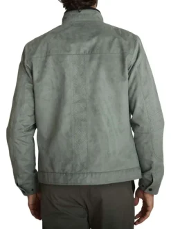 Blouson vert d'eau uni avec une coupe droite et un col montant