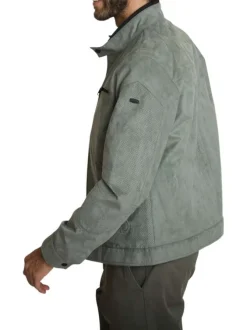 Blouson vert d'eau uni avec une coupe droite et un col montant