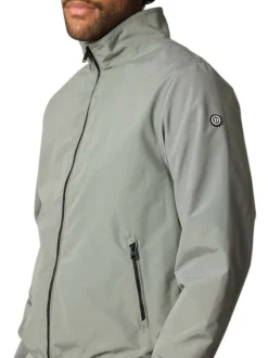 Blouson vert sauge uni à coupe droite et à col montant avec des poches zippées