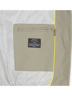 Blouson zippé kaki uni coupe droite avec un col montant et 2 poches à l'intérieur