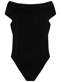 Body sans manches noir uni en velours avec une coupe ajustée