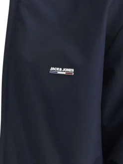 Bomber marine uni à coupe ajustée avec liseré tricolore sur le col