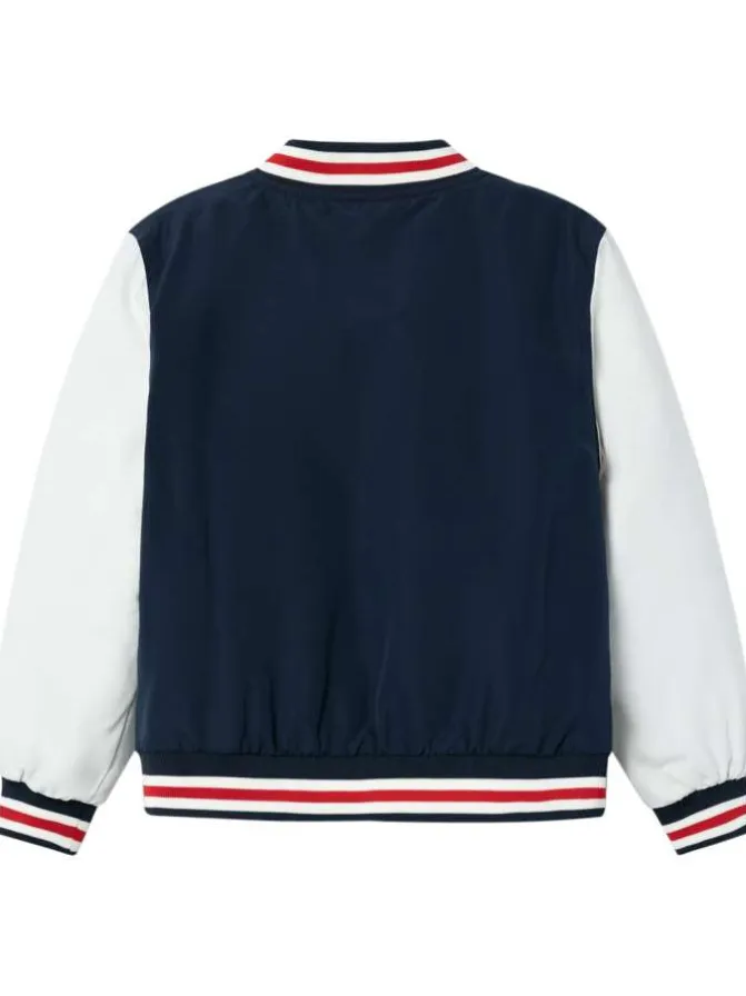 Bomber tricolore avec une coupe droite deux poches et un patch