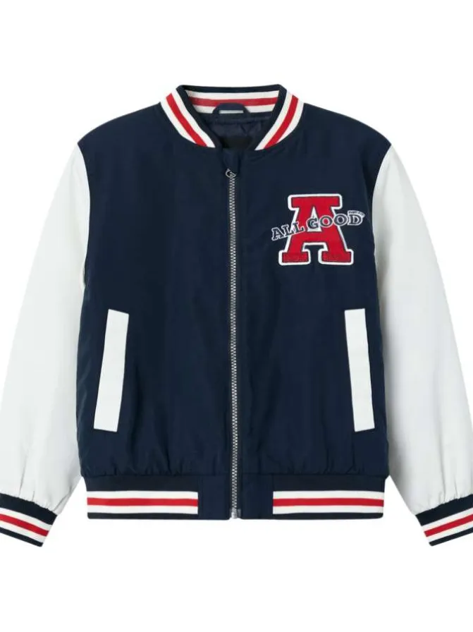 Bomber tricolore avec une coupe droite deux poches et un patch