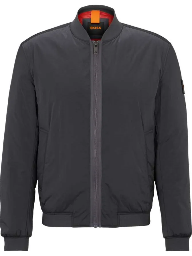 Bomber anthracite uni avec une coupe droite et un col teddy