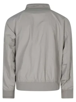 Bomber beige uni avec une coupe droite fluide et un col montant