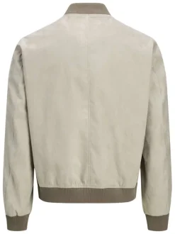 Bomber écru en maille effet daim coupe ajustée pourvu d'un col rond