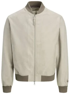 Bomber écru en maille effet daim coupe ajustée pourvu d'un col rond