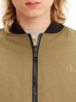 Bomber kaki uni coupe bombers avec un col teddy reversible