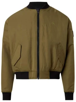 Bomber kaki uni coupe bombers avec un col teddy reversible