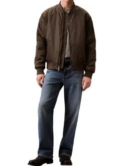 Bomber taupe uni avec une coupe droite et une fermeture zippée