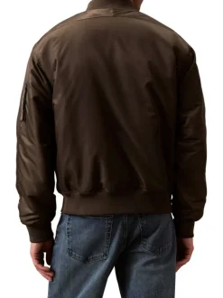 Bomber taupe uni avec une coupe droite et une fermeture zippée