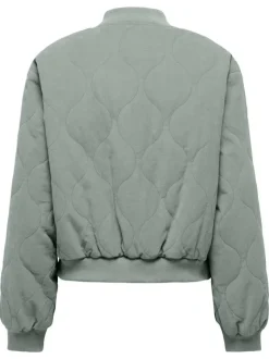 Bomber vert en coton avec surpiqûres en forme géométrique et à coupe droite