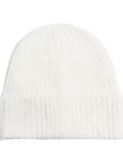 Bonnet écru en maille jersey et un logo cousu à l'avant