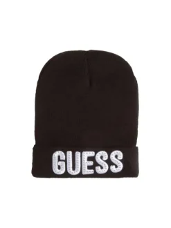 Bonnet noir à logo en strass à revers