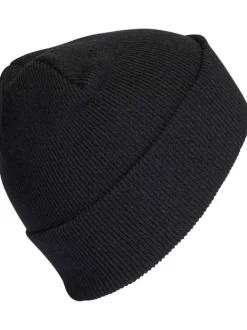 Bonnet noir côtelé avec logo brodé à l'avant