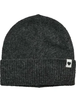 Bonnet anthracite uni avec un patch coeur brodé à l'avant