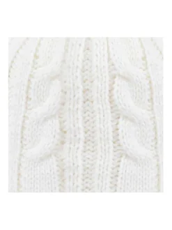 Bonnet blanc uni avec logo de la marque et pompons interchangeables