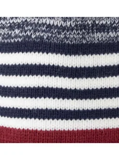 Bonnet bleu à revers à rayures et à pompons interchangeables