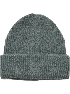 Bonnet bleu uni en maille effet côtelé et large revers