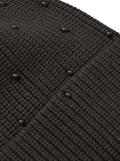 Bonnet court Merle noir fin et chaleureux à perles fantaisie allover