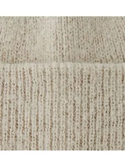 Bonnet écru uni avec large revers côtelé et fil en lurex