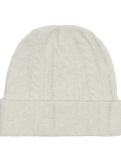 Bonnet écru uni doux et agréable en torsadé avec un gros revers