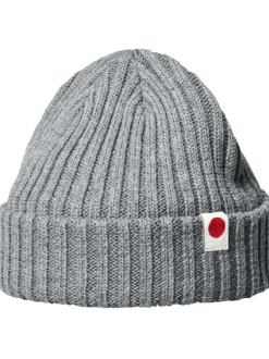 Bonnet en coton biologique gris uni avec étiquette blanche cousue