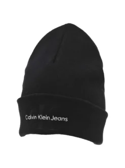 Bonnet en coton biologique noir en maille côtelée