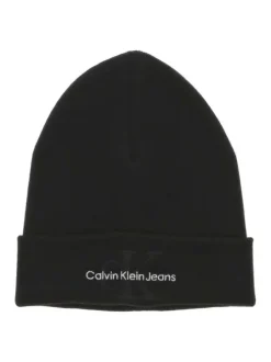 Bonnet en coton biologique noir en maille côtelée