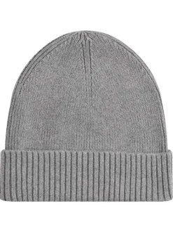 Bonnet en coton côtelé gris uni avec un large revers